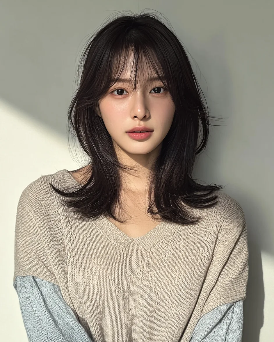 elegant feathered layered cuts Seoul - Style 7 at Korea Hair Salon in Seoul, one of the best Korean hair salons for foreigners Seoul