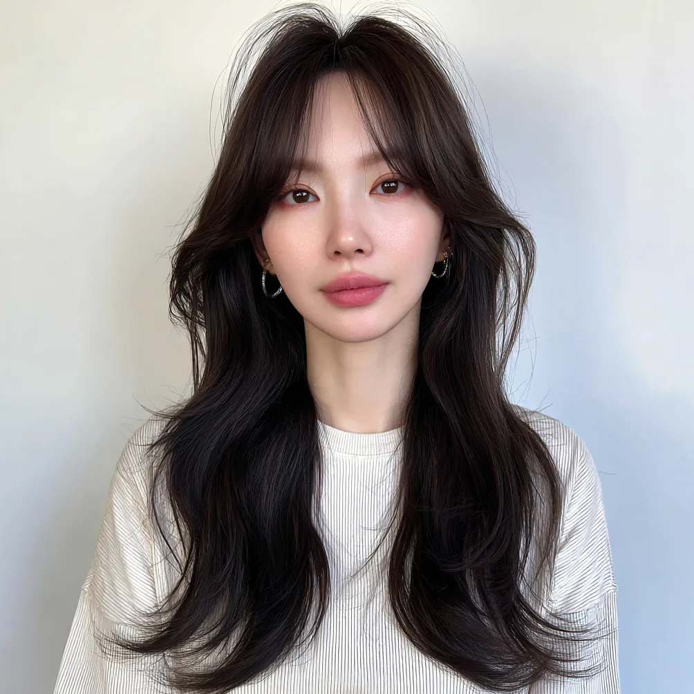 elegant hairstyles for long faces - Style 5 at Korea Hair Salon Seoul