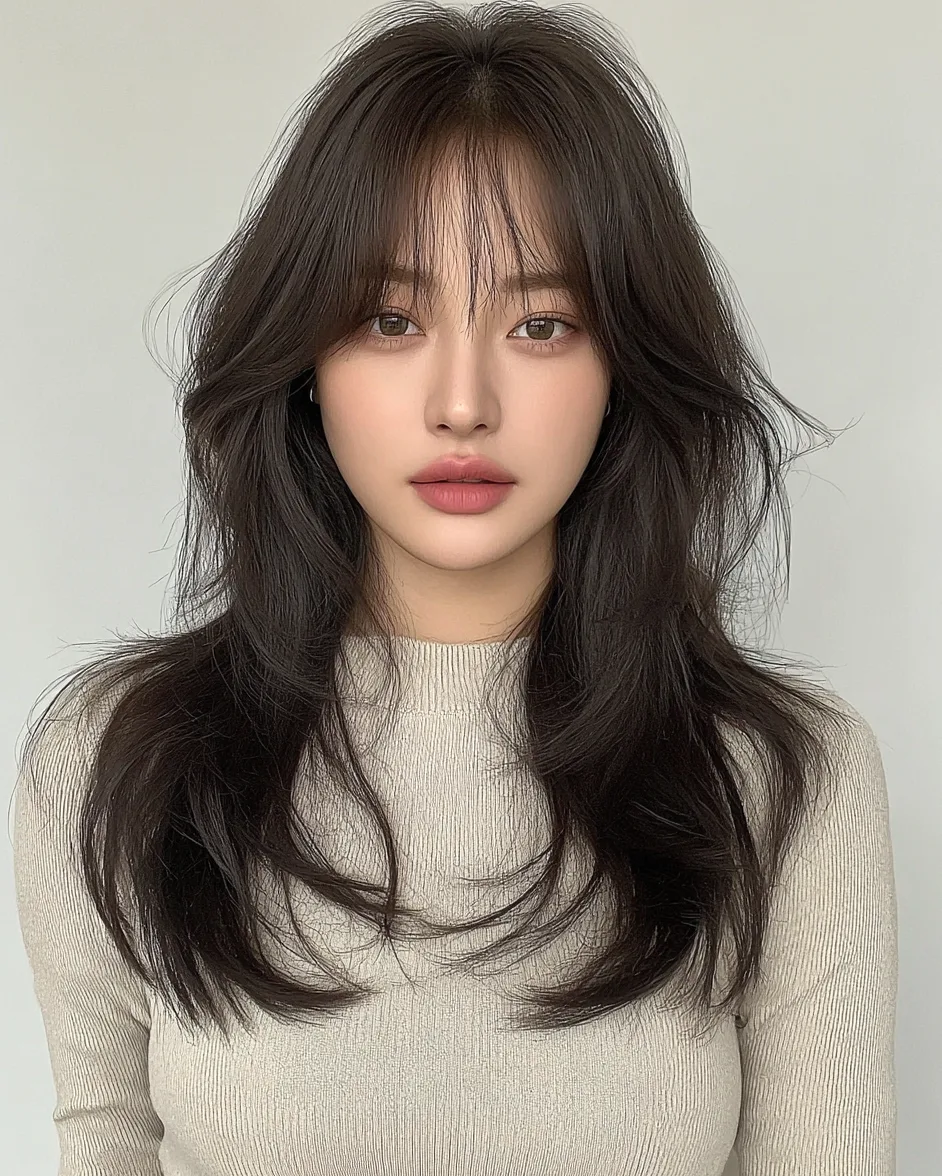 elegant hairstyles for long faces - Style 7 at Korea Hair Salon Seoul